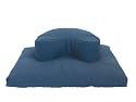 Zafu Crescent Zabuton Combination Yoga Meditation Support Cushions Buckwheat Fill Black