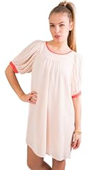 Bell Sleeves Pleated Shirred Sweetheart Polyester/Viscose  Dress