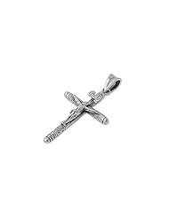Sterling Silver Crucifix Cross Pendant Best Seller Faith Charm Pure 925 New 28mm with 1mm Box Chain