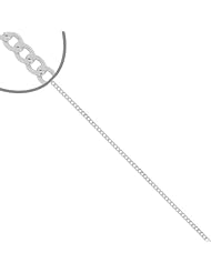 14k White Gold, Hollow Curb Link Chain Necklace 060 Gauge 2.0mm Wide