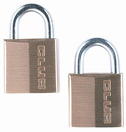 The Club Solid Brass Padlock Two Pack, 20mm (3/4), Keyed Alike