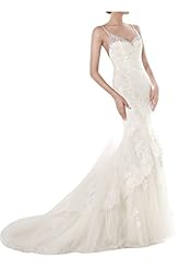 Sexy V-neck Lace Backless Beaded Natural   Waistline Mermaid Satin Evening Dress/Wedding Dress 