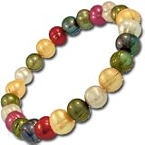 Genuine pearls averaging 9 mm diameter are strung together on a strong, lightweight stretch bracelet. The beautiful colors include creamy white, champagne/gold, pink, red, deep forest green, and light and dark greys. A versatile day-to-evenining accessory for dressing up your favorite jeans and t-shirt, business suit, or evening dress - you can't go wrong! Gift boxed.