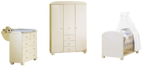 Pinolino 101625G - Kinderzimmer David gro&szlig;, 3-tlg mit Kinderbett, Wickelkommode, und 3-t&uuml;r Preisvergleich