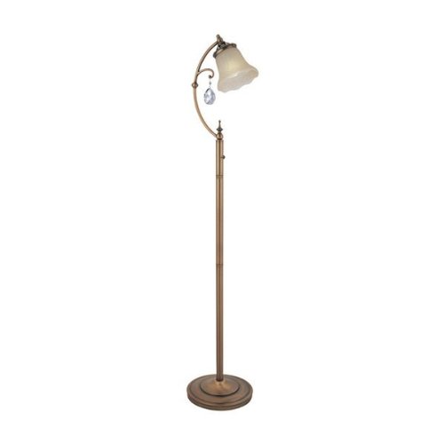 Lite Source C61201 Floor Lamp, Brushed Copper Finish with Amber Glass
