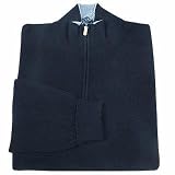 Principe di Salina Dark Blue Cashmere Zip Mock Turtleneck Sweater