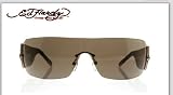 ED HARDY EHS 010 WOLF BLACK FRAME GREY LENS RIMLESS SHIELD SUNGLASSES
