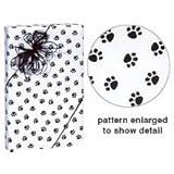 Trendy Paw Print Black & White Gift Wrap Wrapping Paper 16 Foot Roll - Pet Cat Dog School Mascot