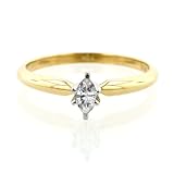  : 10k Yellow Gold Marquise Solitaire Diamond Ring (1/8 ct, J-K Color, I2-I3 Clarity) - Size 6