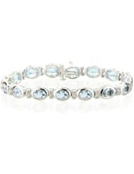 0.32 Cts Diamond & 12.00 Cts Aquamarine Bracelet in 14K White Gold