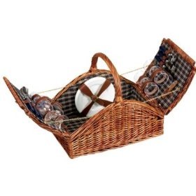 Picnic Basket Classic Willow Wicker Service For 4 by Whitney Design