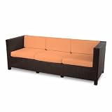 Monaco Sofa in Espresso Fabric: Tuscan Orange