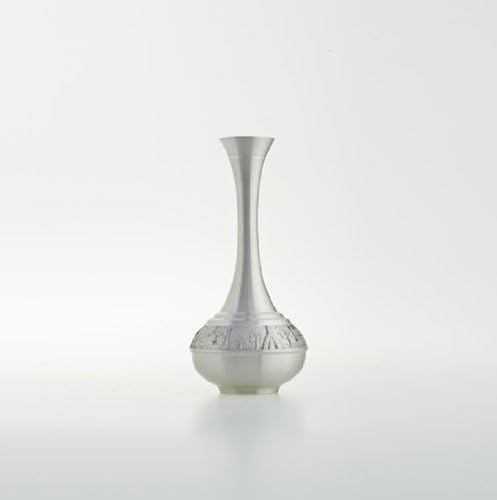 Thai Non Toxic Pewter Long Neck Vase with Thai Scenery Curve Shape