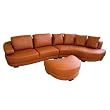 3-Piece Premium Leather Sectional Set with Ottoman By Wholesale Interiors  with Silver Shipping