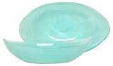 Colorful Art Glass Green Small Boat Bowl 9 1/2"x6"x2 3/4" Set of Two