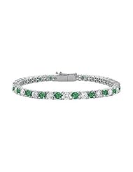 Emerald and Diamond Tennis Bracelet 18K White Gold - 4.00 CT TGW