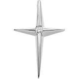 Platinum and Diamond Cross Pendant - 19.50x12.50mm