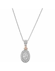 14K White Gold Diamond Necklace with Rose Gold Plating- 0.33 Ct. -- LIFETIME WARRANTY