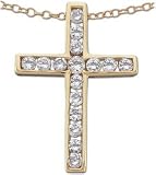 1/2ctw Diamond Yellow Gold Cross Pendant