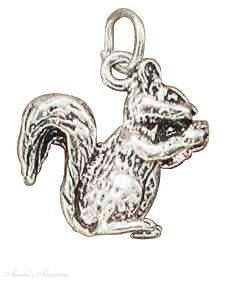 Sterling Silver 18" .8mm Wide Box Chain Necklace With 3D Squirrel Pendant