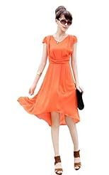 Summer 2015 High-Low-Hem Chiffon Lace  Dress