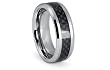Tungsten Carbide Ring with Black Carbon Fiber Inlay Satin Finish 8mm