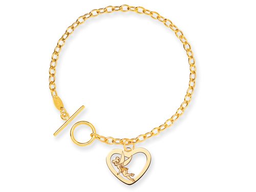 Disney 7.5inch Tinker Bell Heart Charm Bracelet