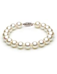 14k Gold 8-8.5mm White Japanese Akoya Saltwater Cultured Pearl Bracelet AA+ Quality, 4 Lengths - 6.5, 7, 7.5, 8 Inches