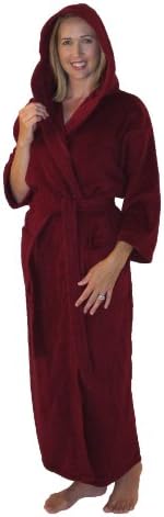 Women's Full Length Light Weight Terry Cotton Hooded Bathrobe By Grand Blanc