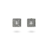 Eve's Addiction Mens Sterling Silver Square Cut CZ Earrings