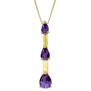 14k Solid Gold 18 Necklace with Natural Amethysts by