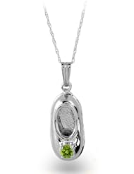 Sterling Silver August Peridot Birthstone Baby Bootie Pendant
