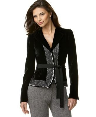 ASL Grey Barathea Ribbon-Detail Skirt Suit