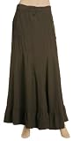 WASHED SILK TWILL HERRINGBONE LONG SKIRT
