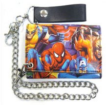 Spider-man Spiderman Printed Comic Strip Tri-fold Chain Wallet