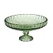Small Embossed Glass Cake Stand Green