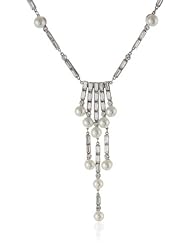 Ben-Amun Jewelry Long Crystal and Pearl Fringe Necklace, 30"