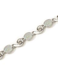 14K White Gold Oval Opal Bracelet