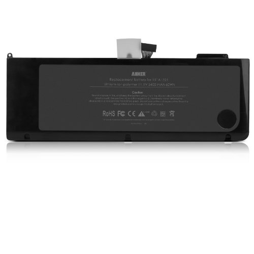Anker® New Laptop Battery for Apple A1321 A1286 (only for 2009 2010 Version) Unibody MacBook Pro 15'', fits MB985 MB986J/A MC118 - 18 Months Warranty [Li-Polymer 6-cell 5400mAh/60Wh]