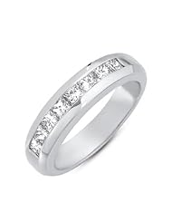 14K White Gold 0.8cttw Princess Diamond Ring Band