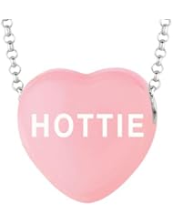 Sterling Silver 17mm Lt Pink enamel Sweethearts HOTTIE Heart Pendant