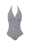 Womens Marina West Monokini 1-piece Bikini Navy & White Stripe Swimsuit