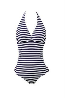 Womens Marina West Monokini 1-piece Bikini Navy & White Stripe Swimsuit