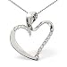 Sterling Silver Cz Diamond Heart Pendant with 18 Inch Rolo Chain