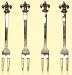 Decorative Fleur De Lis Mini Fork Set / 4