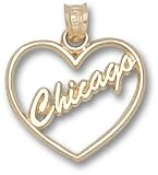 Script Chicago Heart Charm/Pendant -14K/10K, Stainless Steel or Gold Plated