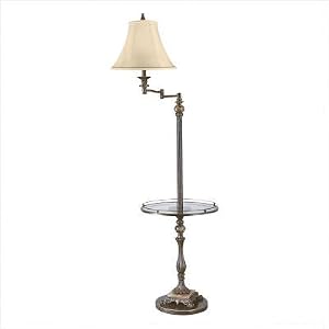Essentials Buckingham Glass Tray Floor Lamp in Cima Gold