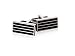 European Enamel Black Bar Cufflinks in Rhodium Silver Setting with Presentation Box