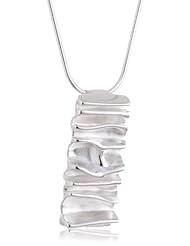 VINANI brand Germany 925 Sterling Silver Women Pendant Rectangle Waves Pattern matte/shiny with Snake Chain Necklace ARG-S