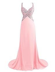Sexy V-neck Chiffon  Evening Dress/Bridesmaid Dress/Prom Dress  With Rhinestones